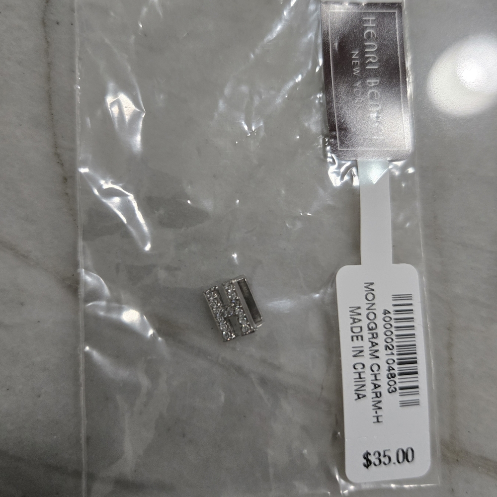 Henry Bendel Silver "H" Rhinestone Charm